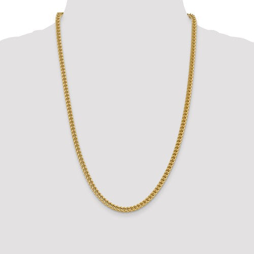 14K Yellow Gold Semi-Solid Franco Chain, close-up of the link detail