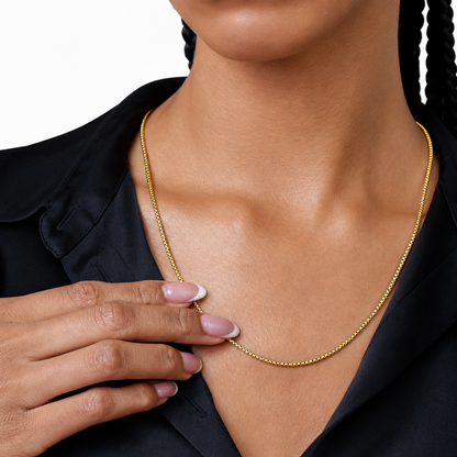 Gold Plated Sterling Silver Round Box Chain – view 3