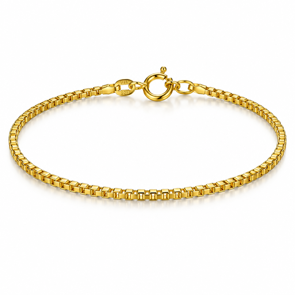 Gold Plated Sterling Silver Box Bracelet – view 1