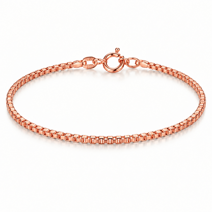 Rose Gold Plated Sterling Silver Box Bracelet – view 1