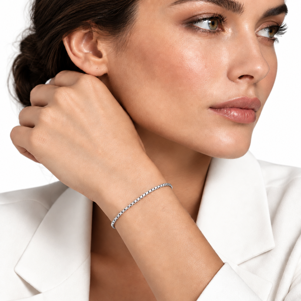Rose Gold Plated Sterling Silver Box Bracelet – view 5
