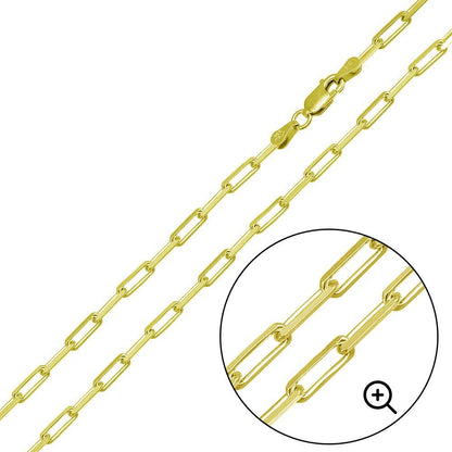 Gold Plated Sterling Silver Paper Clip Chain, view 2
