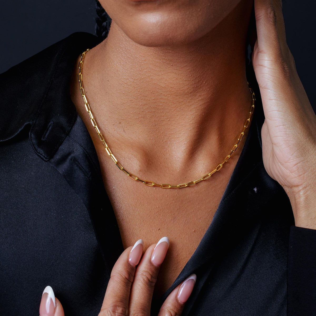 Gold Plated Sterling Silver Paper Clip Chain, view 3