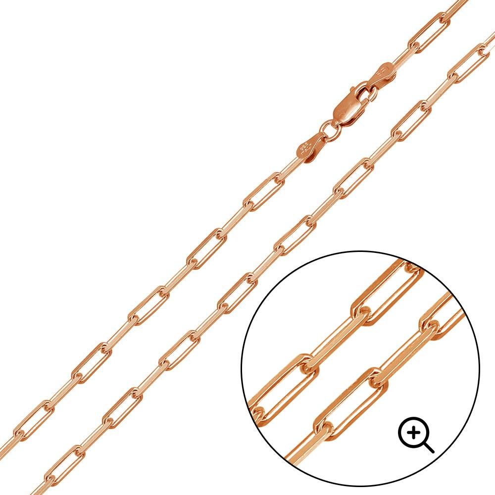 Rose Gold Plated Sterling Silver Paper Clip Chain, view 2