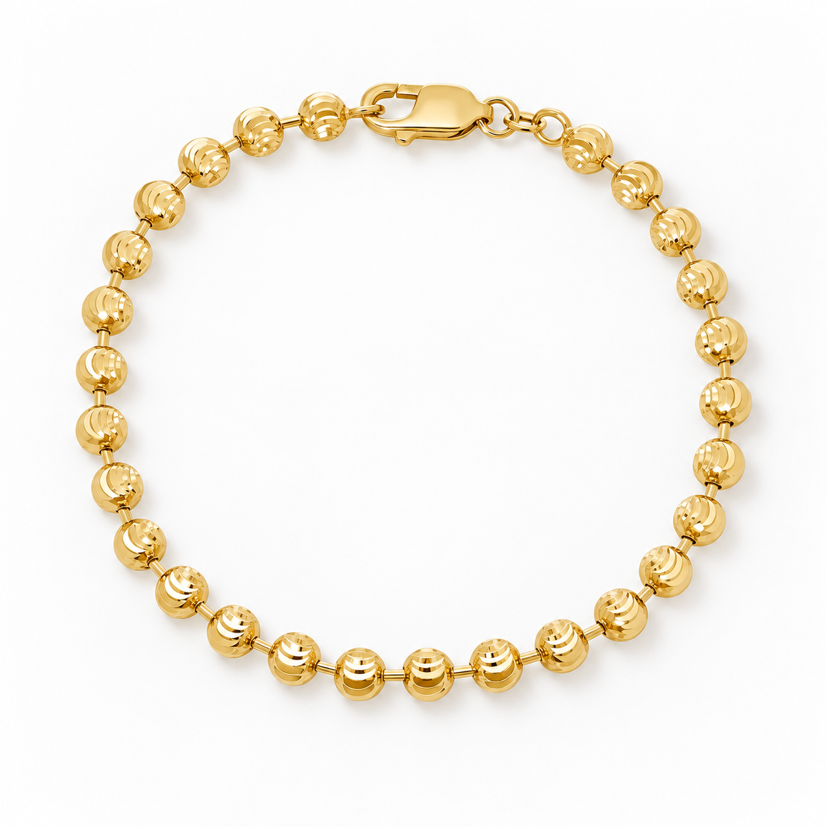10K Yellow Gold Diamond-Cut Moon Cut Bracelet