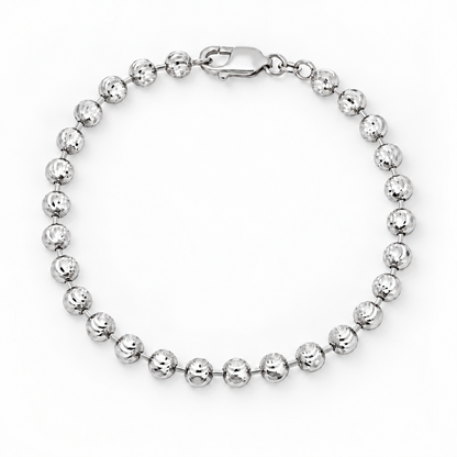 10K White Gold Diamond-Cut Moon Cut Bracelet