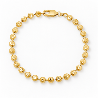 14K Yellow Gold Diamond-Cut Moon Cut Bracelet