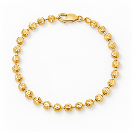 14K Yellow Gold Diamond-Cut Moon Cut Bracelet
