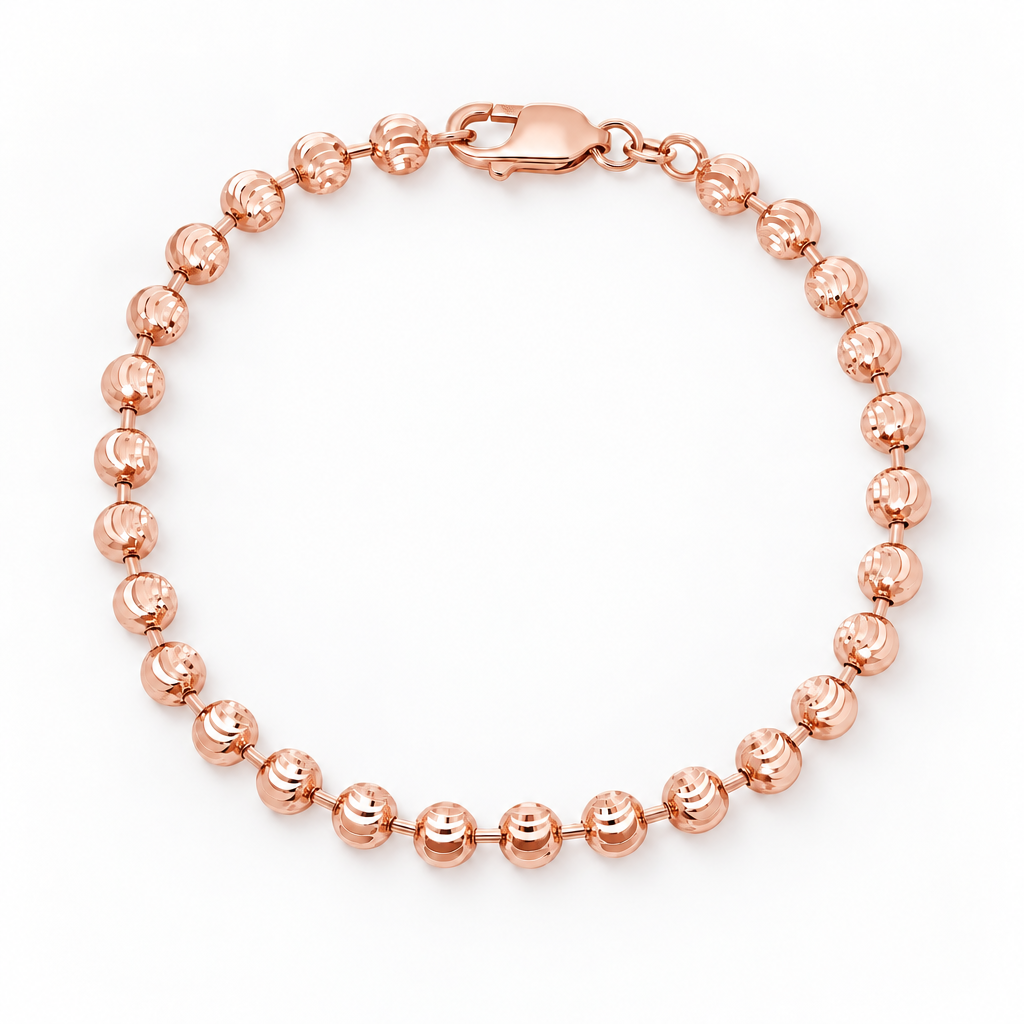 10K Rose Gold Diamond-Cut Moon Cut Bracelet