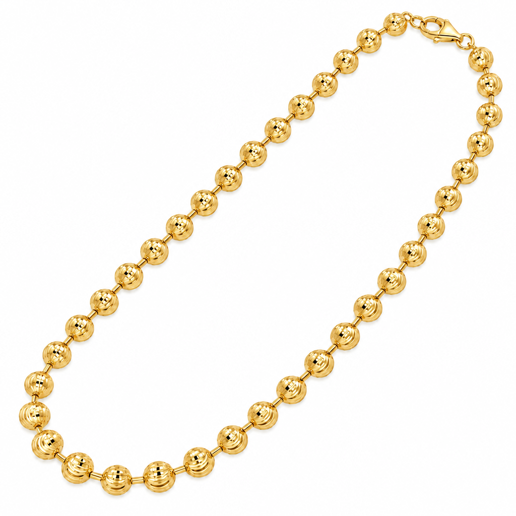 14K Yellow Gold Diamond-Cut Moon Cut Chain, view 2