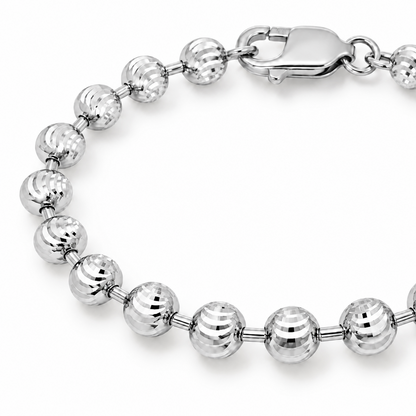 10K White Gold Diamond-Cut Moon Cut Bracelet, view 2