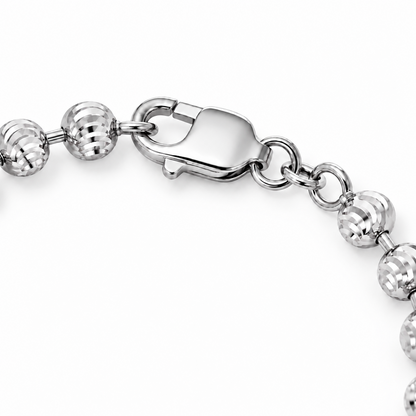 10K White Gold Diamond-Cut Moon Cut Bracelet, view 3