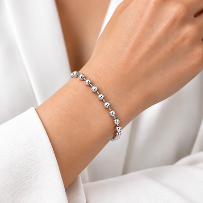 10K White Gold Diamond-Cut Moon Cut Bracelet, view 4