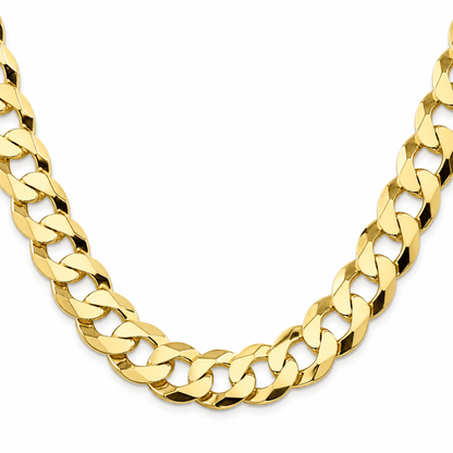 10K Yellow Gold Solid Cuban Curb Link Chain