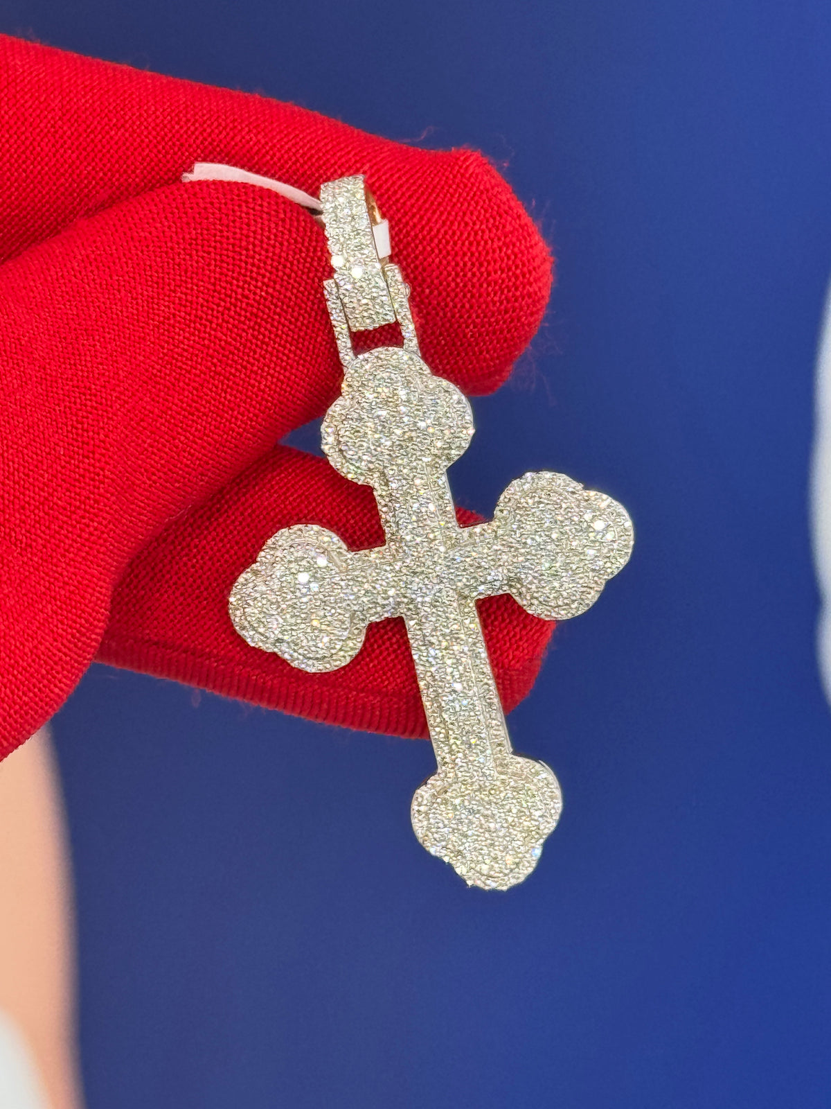 10K Gold Natural Diamond Cross Pendant, view 3