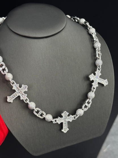 Moissanite Custom Cross Chain, 925 Silver, view 3