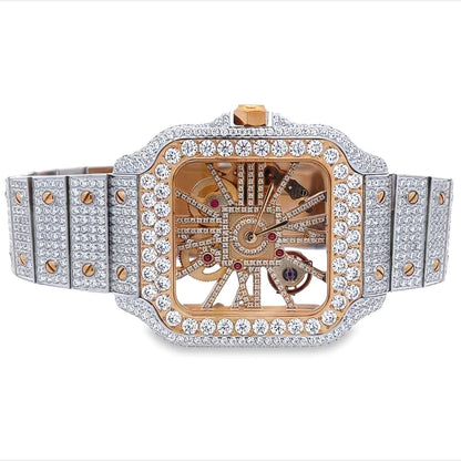 20 CT VVS Moissanite Skeleton Iced Out Automatic Watch, view 8