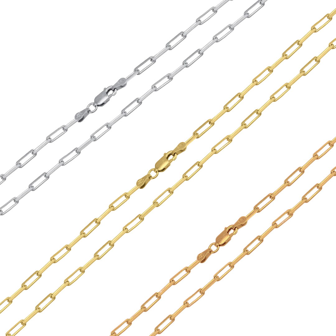 Gold Plated Sterling Silver Paper Clip Chain, view 4