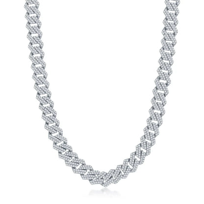 Sterling Silver 8MM Monaco Cuban Chain With Cz