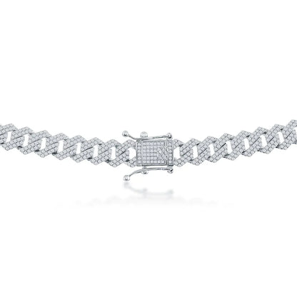Sterling Silver 8MM Monaco Cuban Chain With Cz, view 2