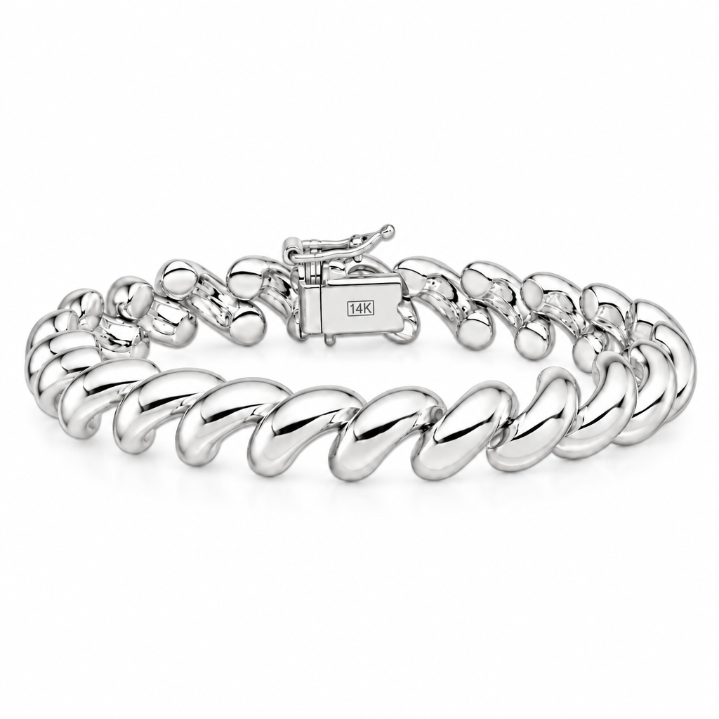 14K White Gold San Marco Bracelet, view 3