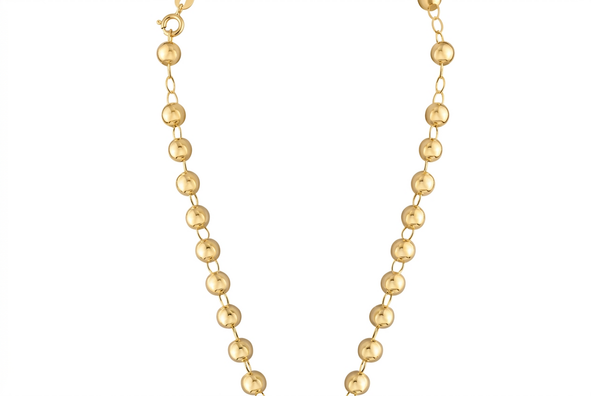 Gold Plated Sterling Silver High Polished Rosary Chain, view 3