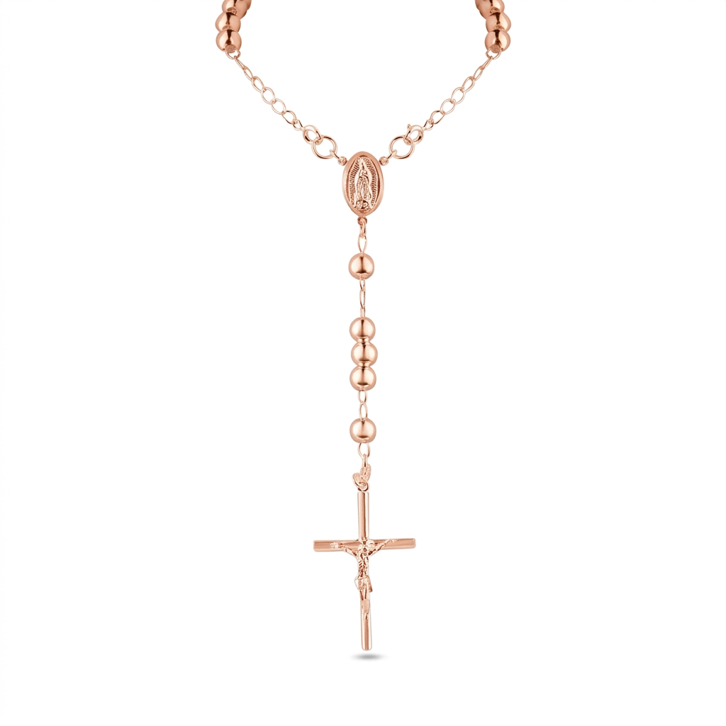Rose Gold Plated Sterling Silver High Polished Rosary Chain