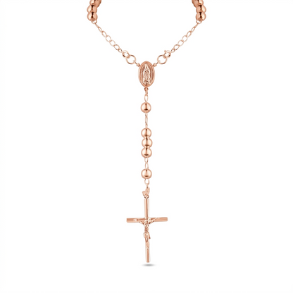 Rose Gold Plated Sterling Silver High Polished Rosary Chain