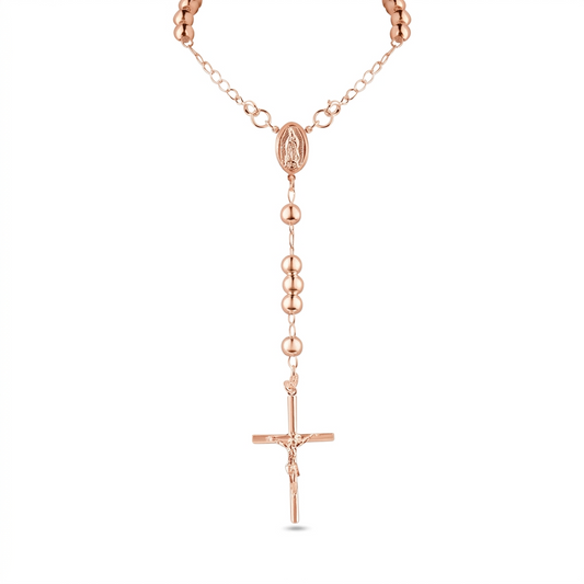 Rose Gold Plated Sterling Silver High Polished Rosary Chain