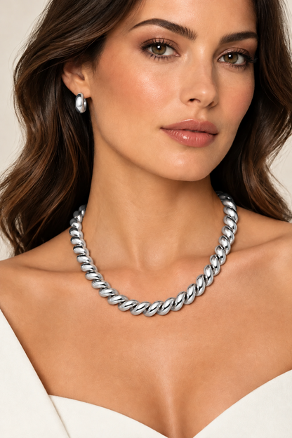 14K White Gold San Marco Chain Necklace, view 5
