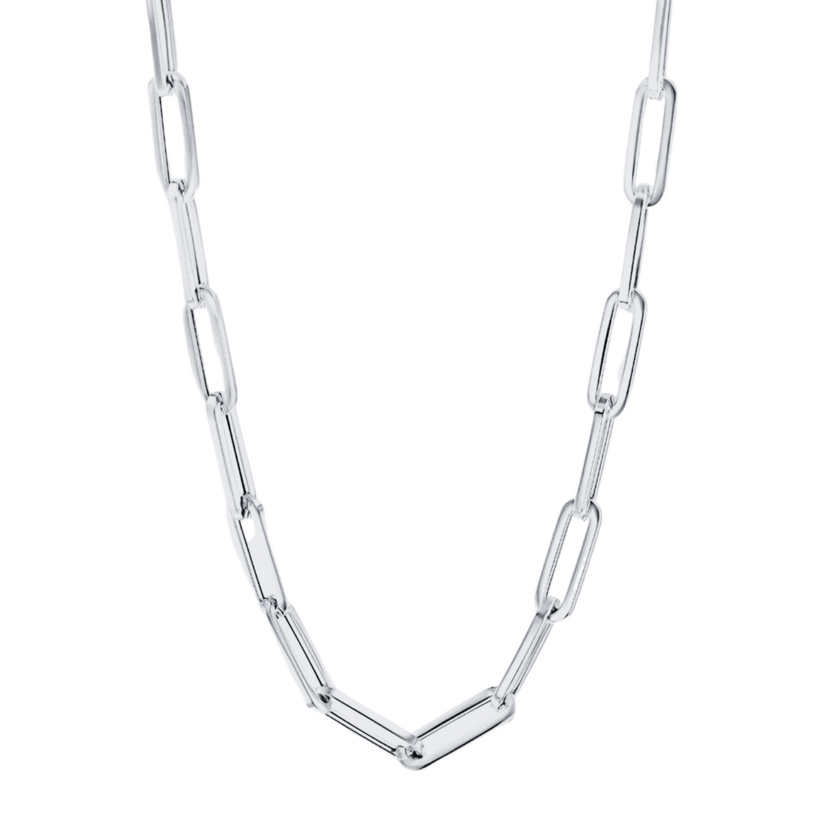 10K White Gold Paper Clip Chain
