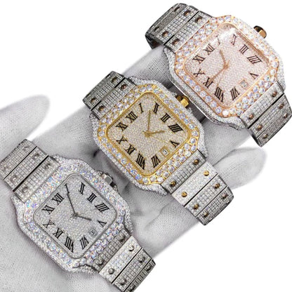 20 CT Moissanite Bust Down Automatic Millionaire Watch, view 3