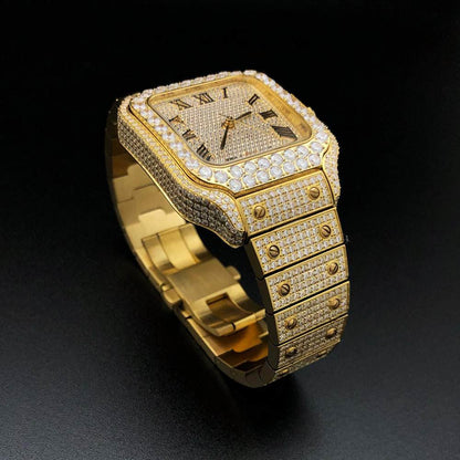 20 CT Moissanite Bust Down Automatic Millionaire Watch, view 5