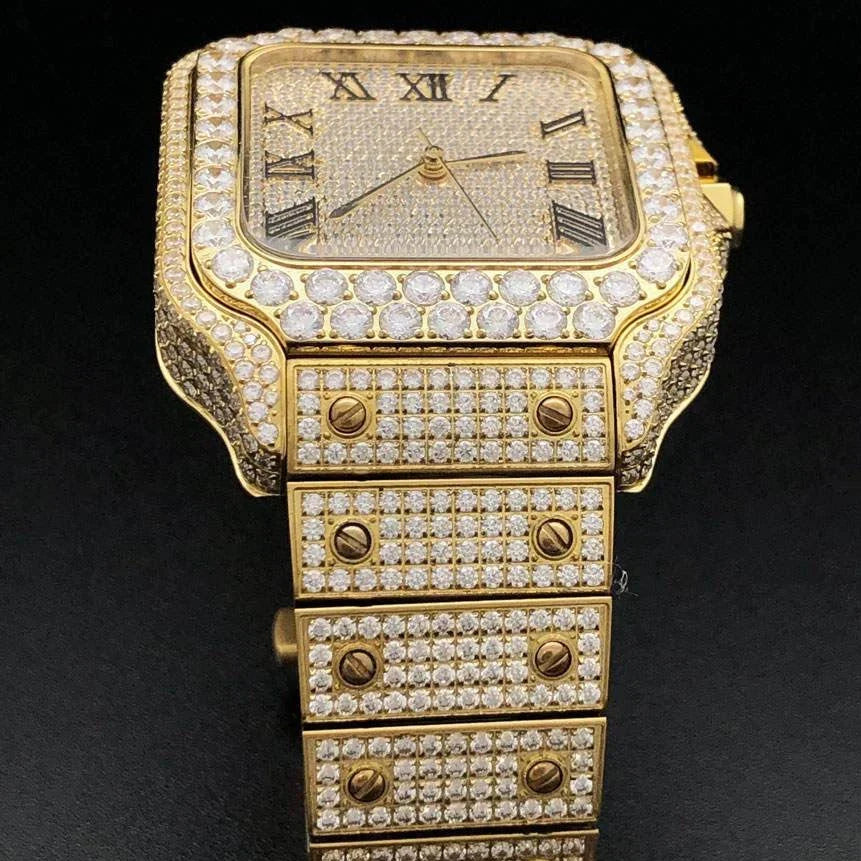20 CT Moissanite Bust Down Automatic Millionaire Watch, view 11