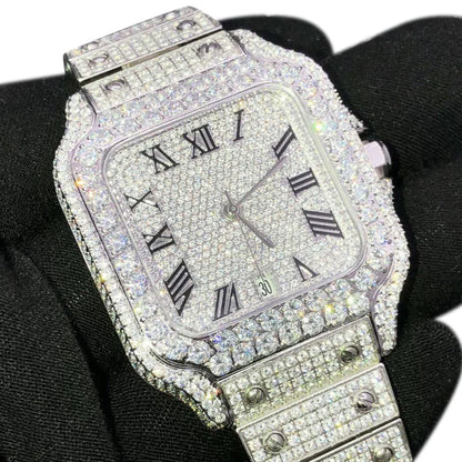 20 CT Moissanite Bust Down Automatic Millionaire Watch, view 13