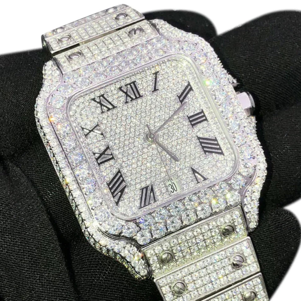 20 CT Moissanite Bust Down Automatic Millionaire Watch, view 18