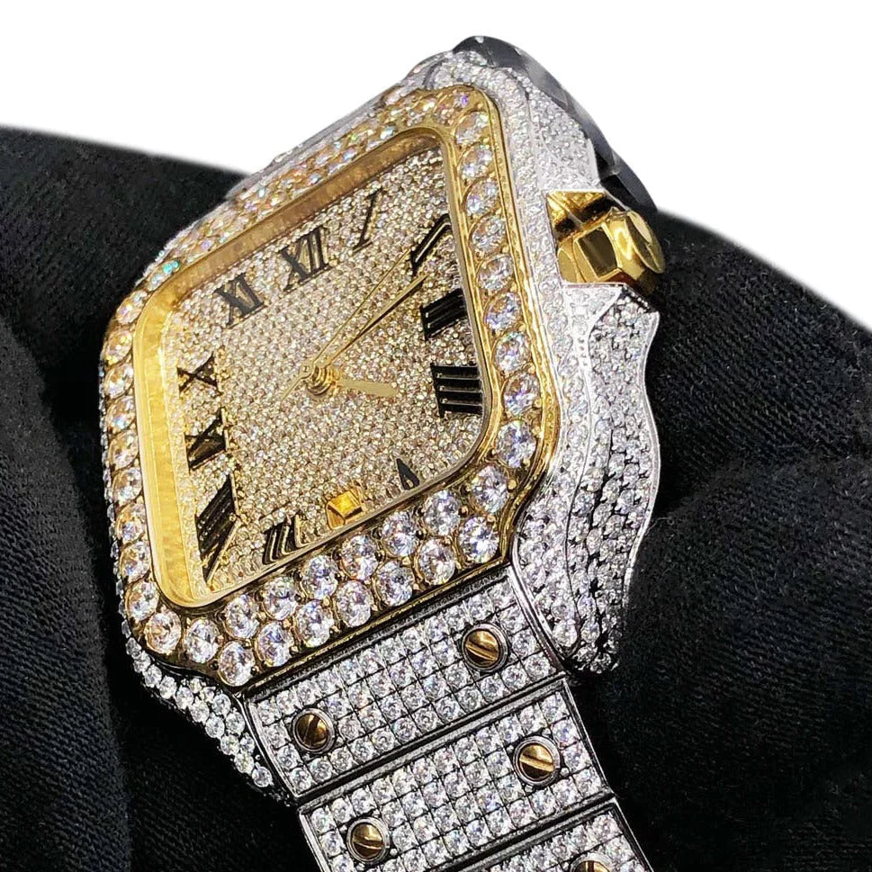20 CT Moissanite Bust Down Automatic Millionaire Watch, view 7