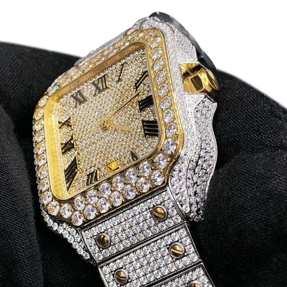 20 CT Moissanite Bust Down Automatic Millionaire Watch, view 7