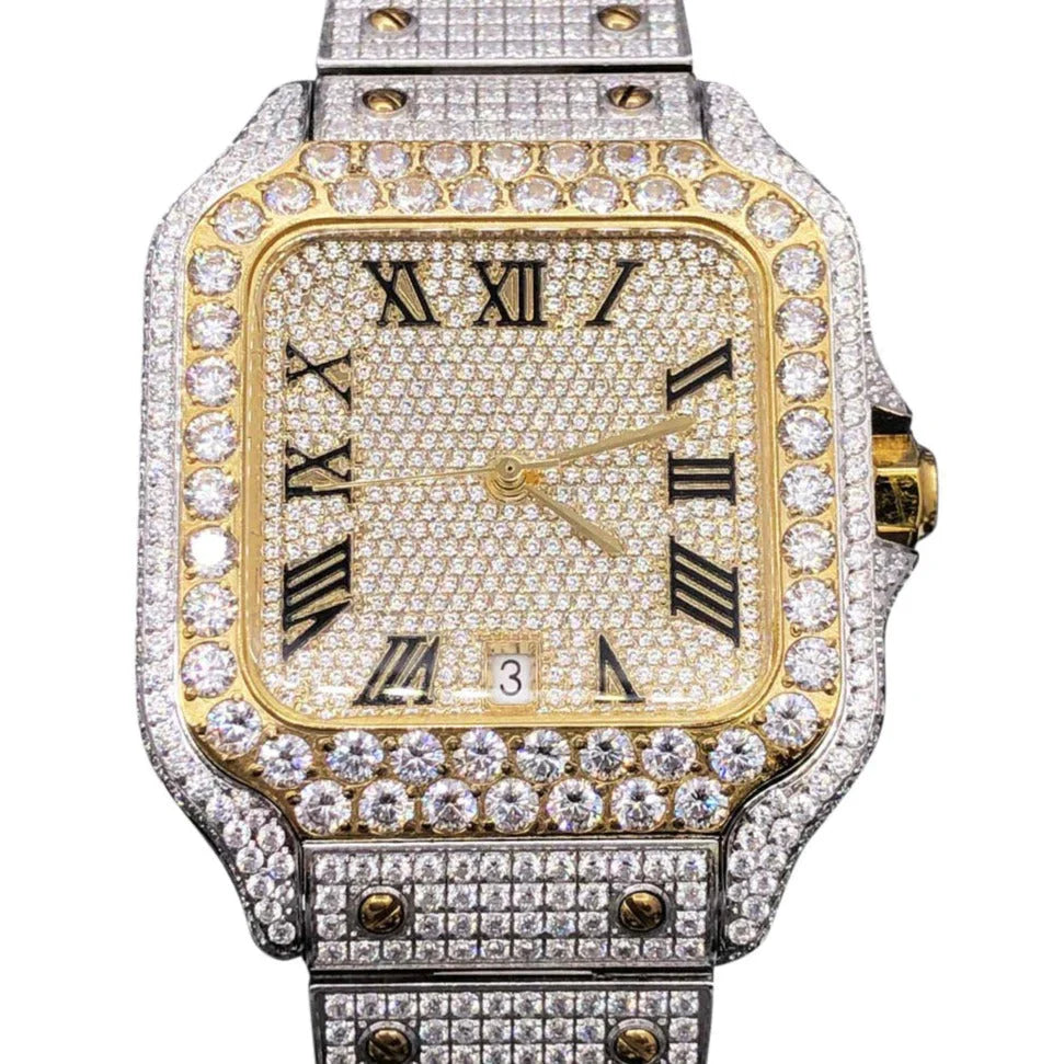 20 CT Moissanite Bust Down Automatic Millionaire Watch, view 8