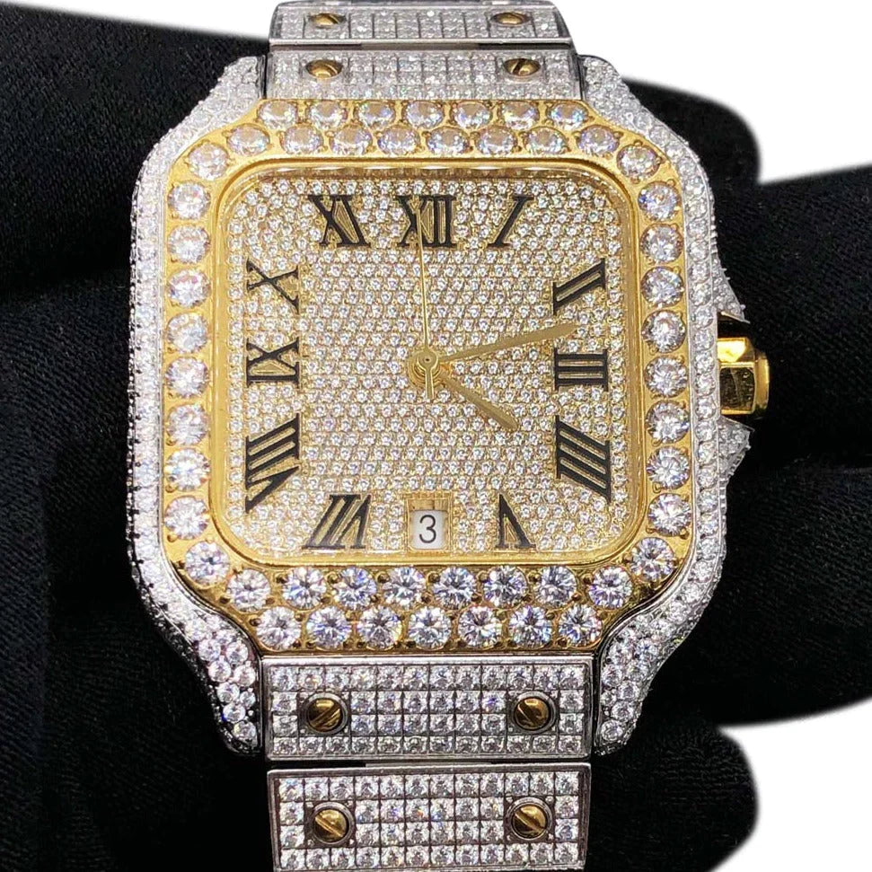 20 CT Moissanite Bust Down Automatic Millionaire Watch, view 20
