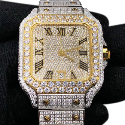 20 CT Moissanite Bust Down Automatic Millionaire Watch, view 20