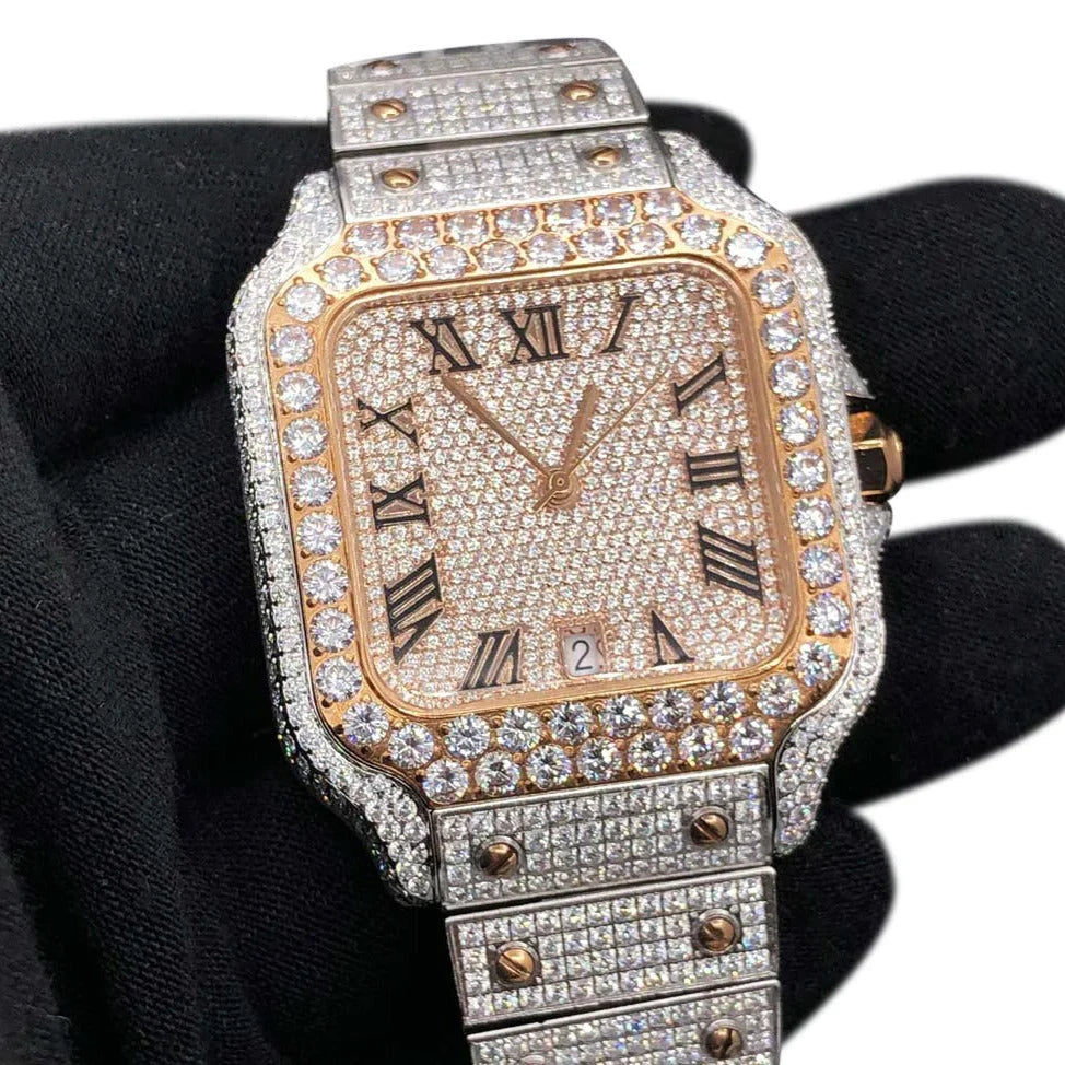20 CT Moissanite Bust Down Automatic Millionaire Watch, view 17