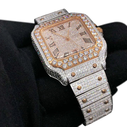 20 CT Moissanite Bust Down Automatic Millionaire Watch, view 21