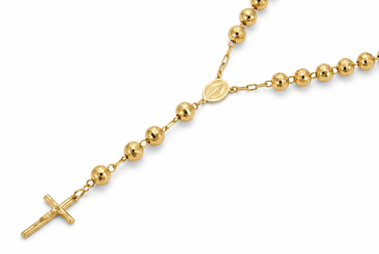 Gold Plated Sterling Silver Diamond-Cut Rosary Chain, view 3