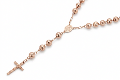 Rose Gold Plated Sterling Silver Diamond-Cut Rosary Chain, view 3