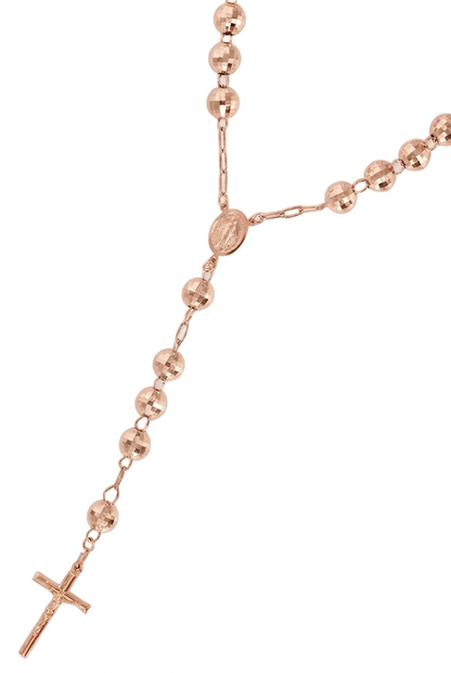 10K Rose Gold Rosary Chain, view 2