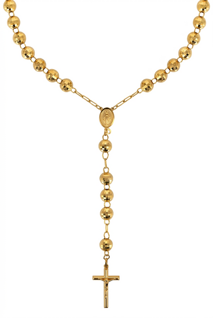 Gold Plated Sterling Silver Diamond-Cut Rosary Chain