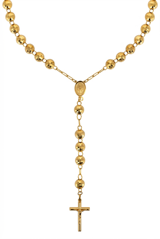 Gold Plated Sterling Silver Diamond-Cut Rosary Chain