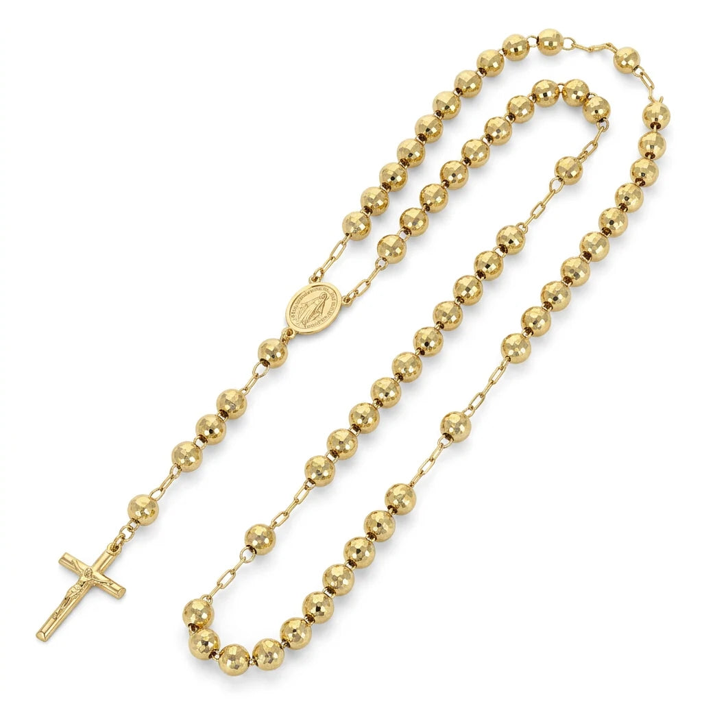 Gold Plated Sterling Silver Diamond-Cut Rosary Chain, view 4