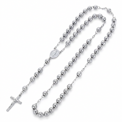 14K White Gold Rosary Chain, view 2